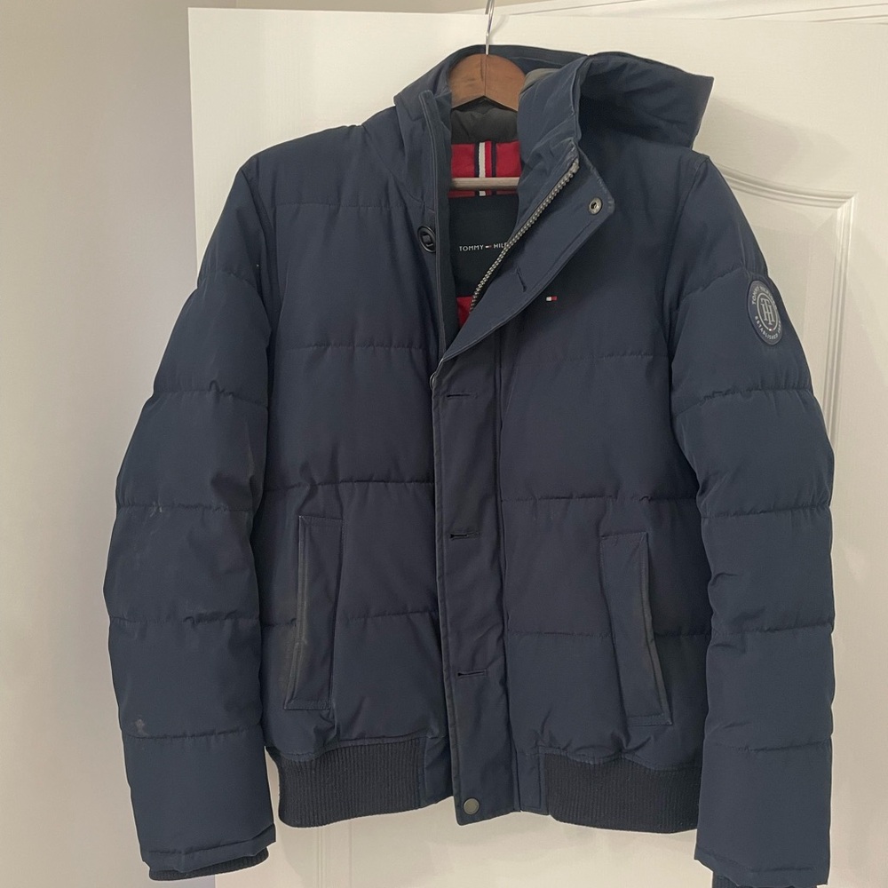 Used Navy Puffer Jacket with Hood